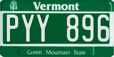 VT license plate PYY896