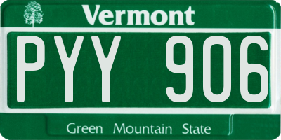 VT license plate PYY906