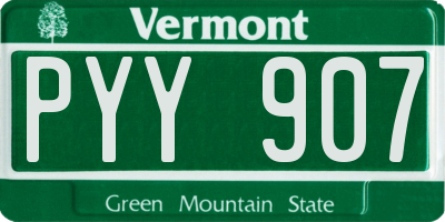 VT license plate PYY907