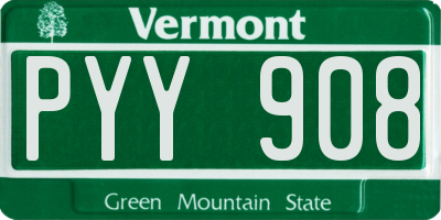 VT license plate PYY908