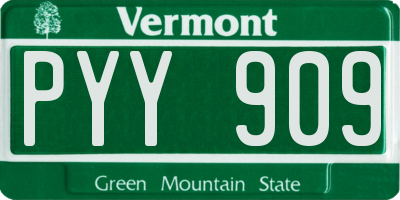VT license plate PYY909