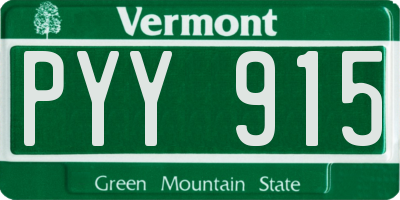 VT license plate PYY915