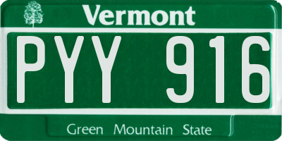 VT license plate PYY916
