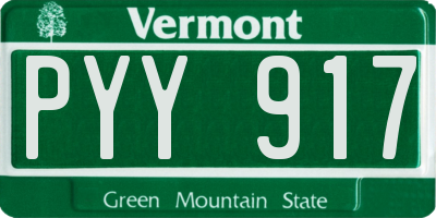 VT license plate PYY917