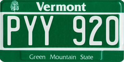 VT license plate PYY920