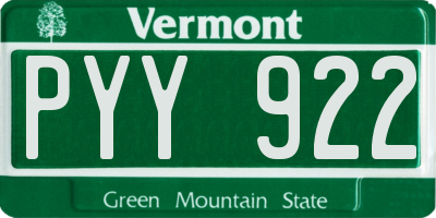 VT license plate PYY922