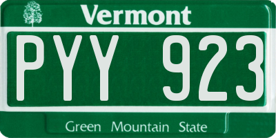 VT license plate PYY923