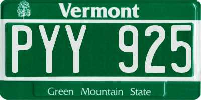 VT license plate PYY925
