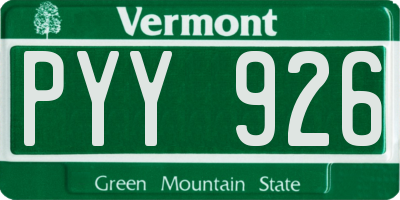 VT license plate PYY926