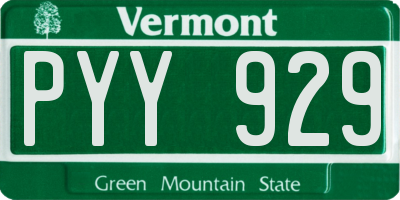 VT license plate PYY929