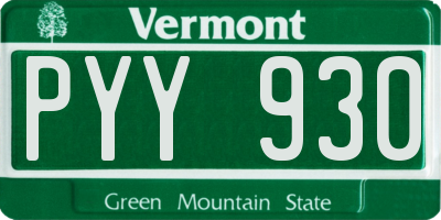 VT license plate PYY930