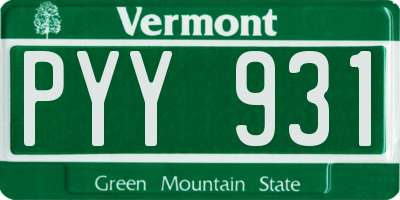 VT license plate PYY931