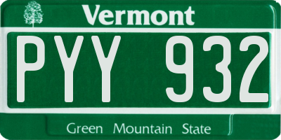 VT license plate PYY932