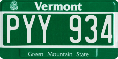 VT license plate PYY934