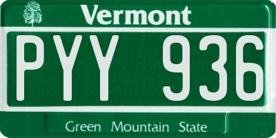 VT license plate PYY936