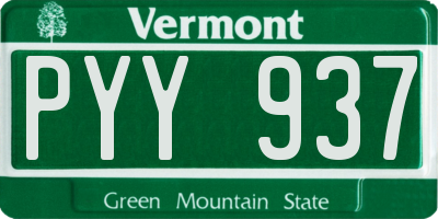 VT license plate PYY937