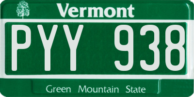 VT license plate PYY938