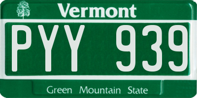 VT license plate PYY939