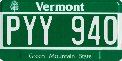 VT license plate PYY940