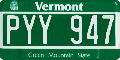 VT license plate PYY947