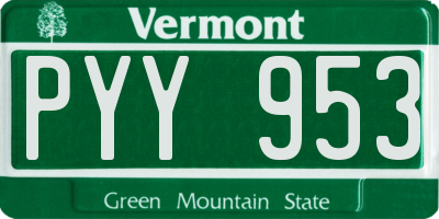VT license plate PYY953