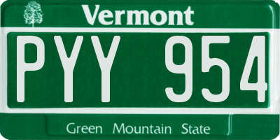 VT license plate PYY954