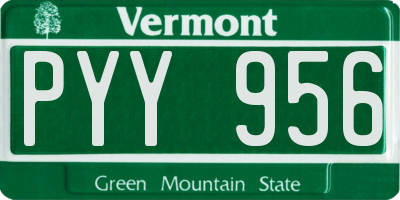 VT license plate PYY956