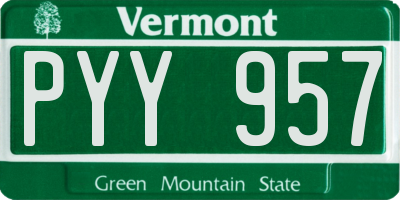 VT license plate PYY957