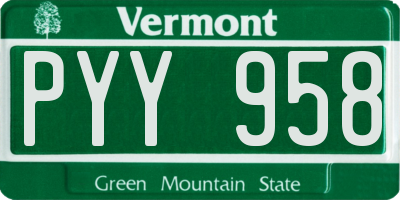 VT license plate PYY958