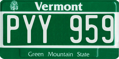 VT license plate PYY959
