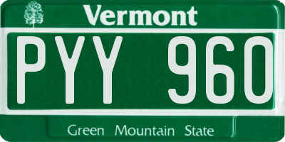VT license plate PYY960