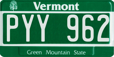 VT license plate PYY962