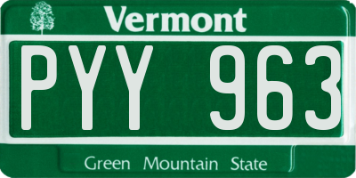VT license plate PYY963