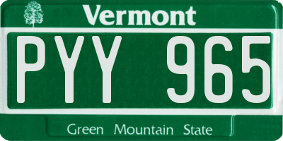 VT license plate PYY965