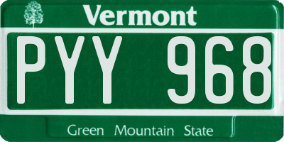 VT license plate PYY968