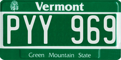 VT license plate PYY969