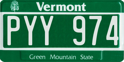 VT license plate PYY974
