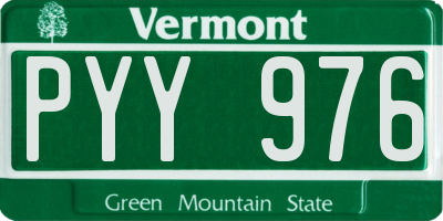 VT license plate PYY976