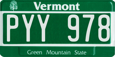 VT license plate PYY978