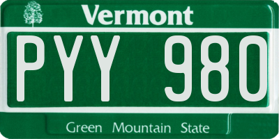 VT license plate PYY980