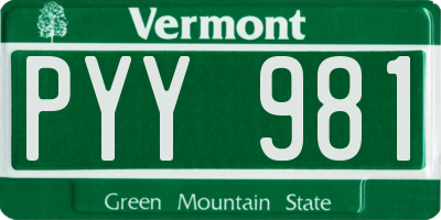 VT license plate PYY981