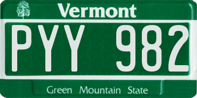 VT license plate PYY982