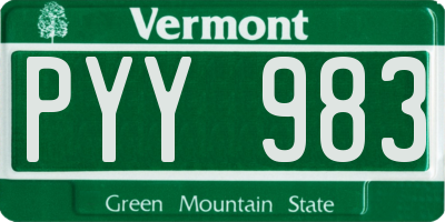 VT license plate PYY983