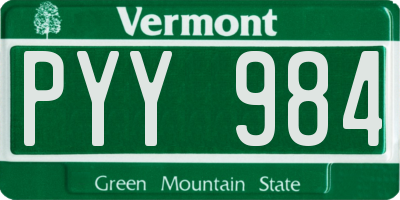 VT license plate PYY984