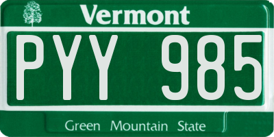 VT license plate PYY985