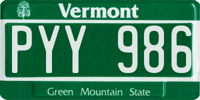 VT license plate PYY986