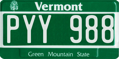 VT license plate PYY988