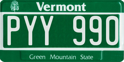 VT license plate PYY990