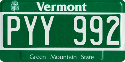 VT license plate PYY992