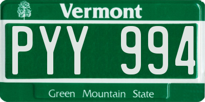 VT license plate PYY994